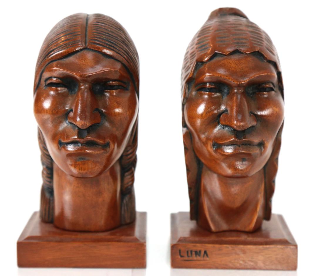 Two South American Indian Wood Busts (1 of 6)