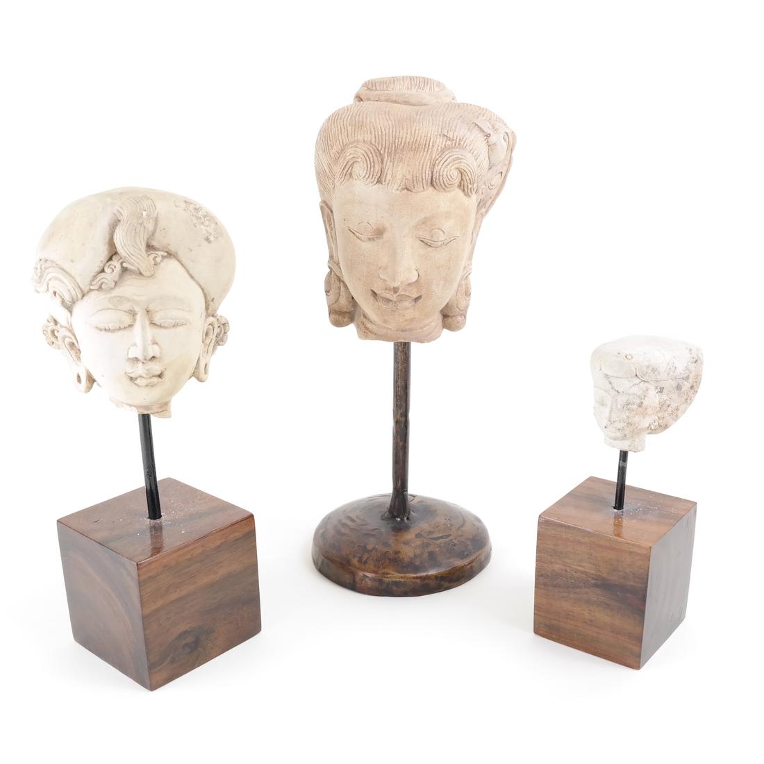 Three Asian Ceramic Deity Heads (1 of 8)