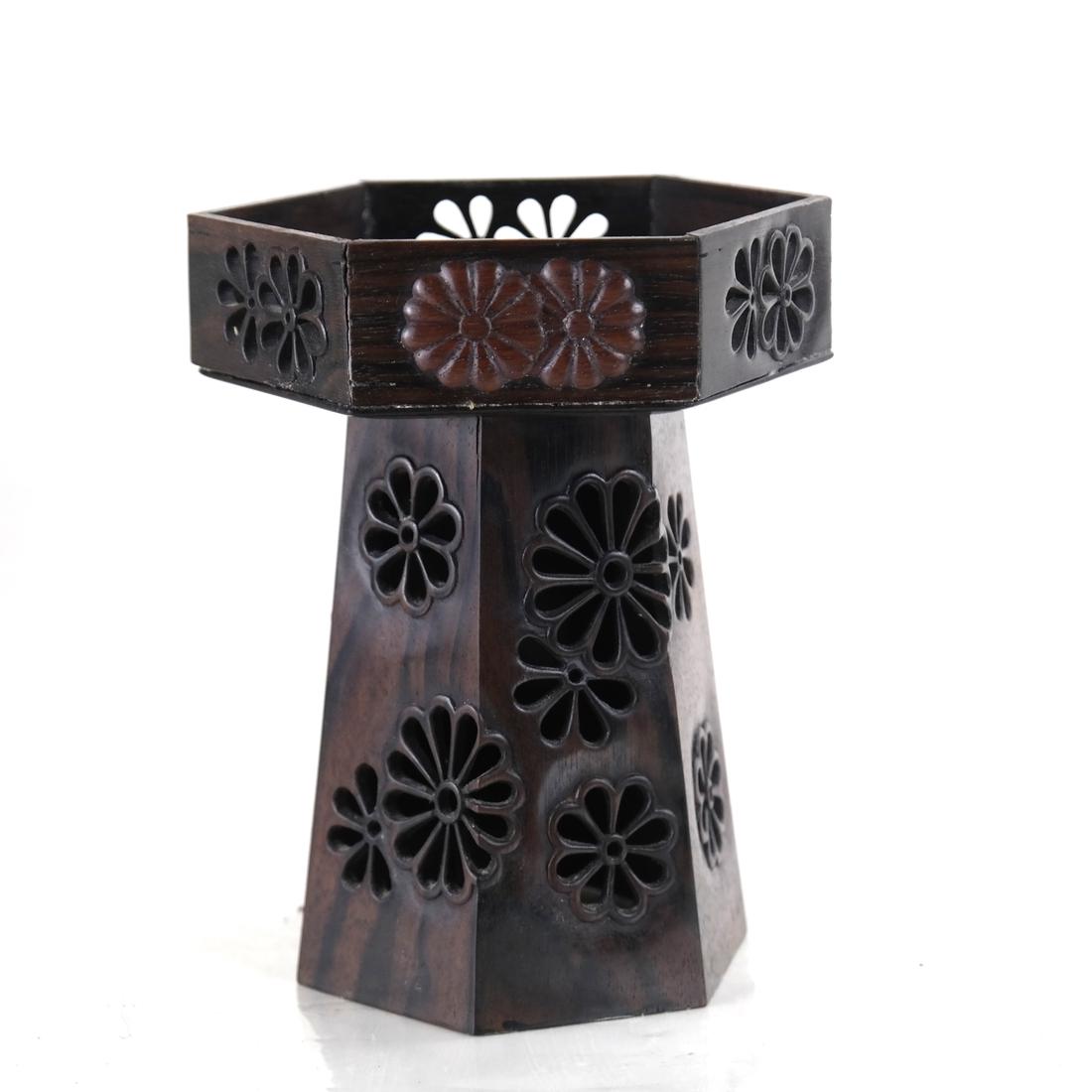 Japanese Carved Hardwood Hexagonal Stand (1 of 8)