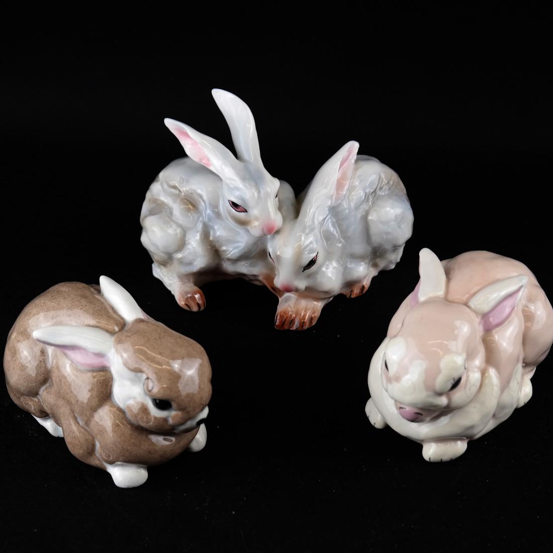 Three Glazed Porcelain Rabbit Figures (1 of 4)