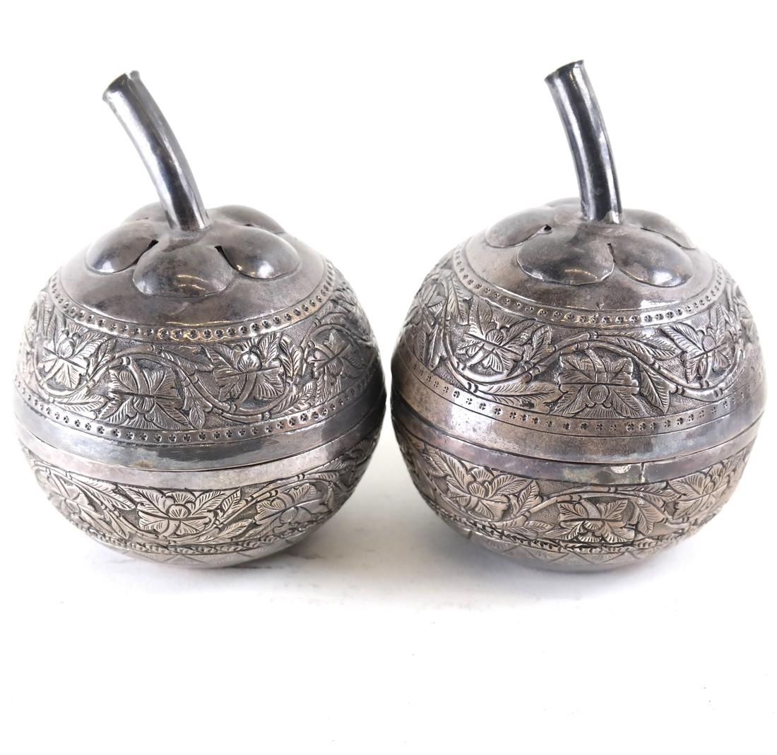 Pair of Indian Silver Boxes (1 of 6)