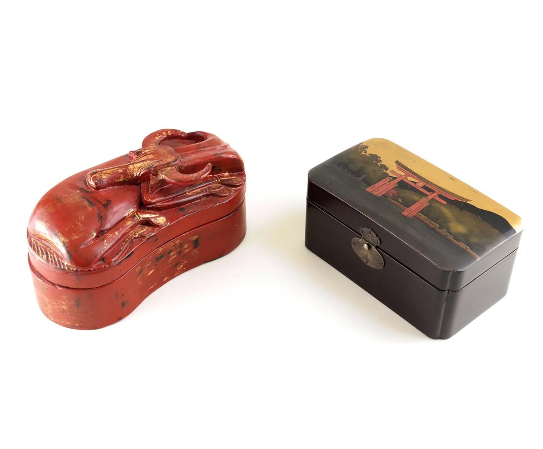 Lacquer Water Buffalo-Form Box & Another (1 of 7)