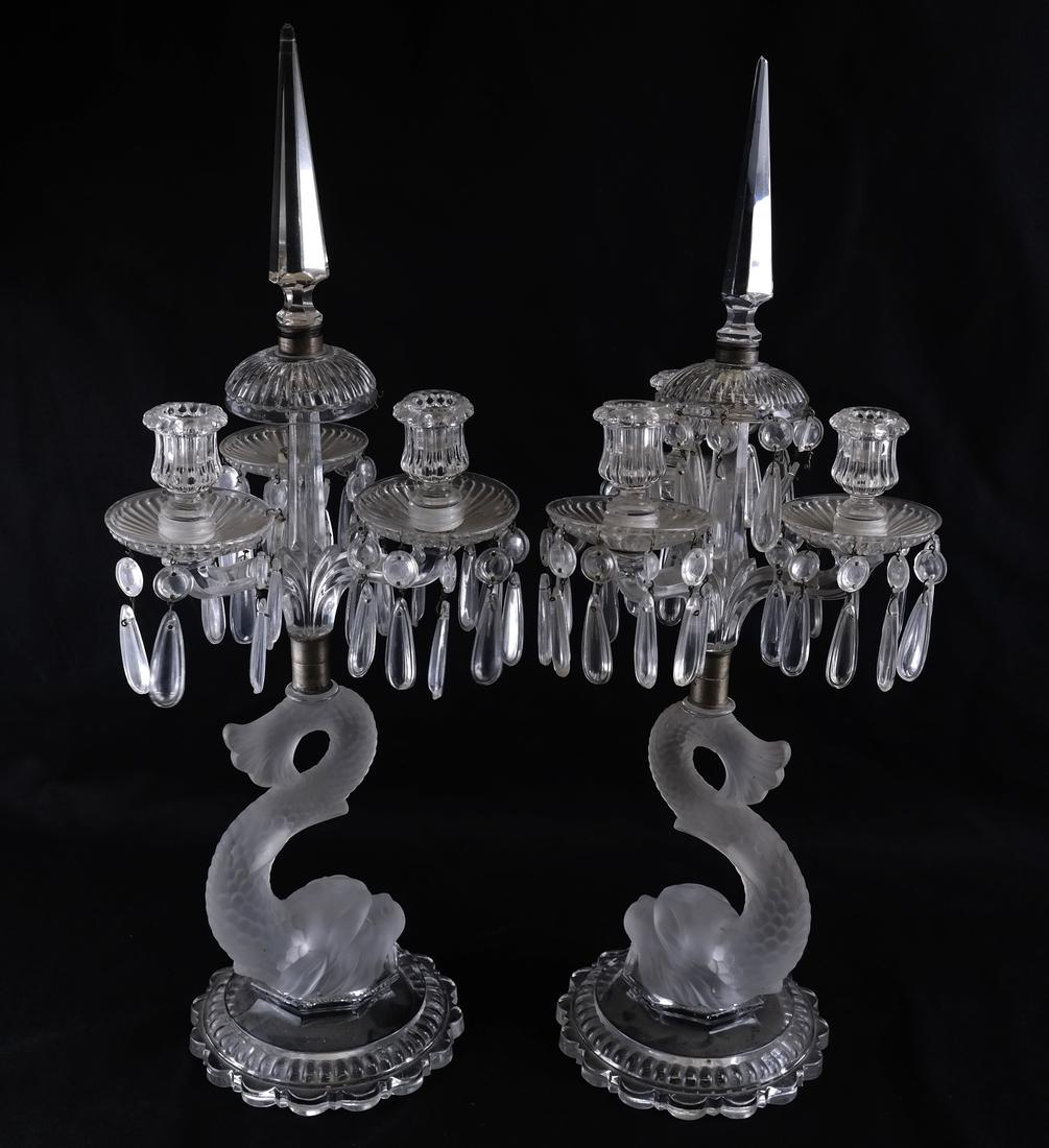 Pair Molded Dolphin-Form 3-Light Candelabra (1 of 6)