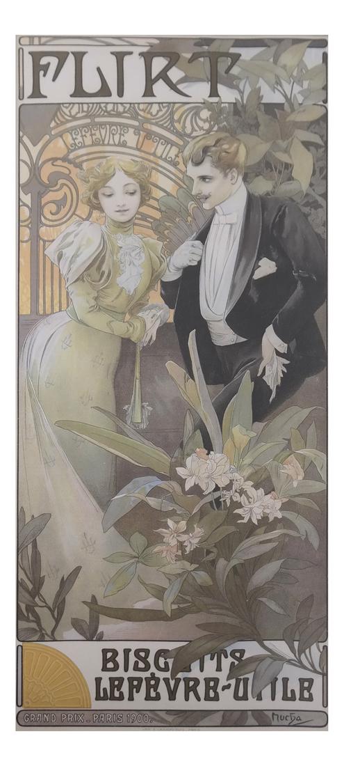 Alphonse Mucha, "Flirt "- Lithograph (1 of 8)