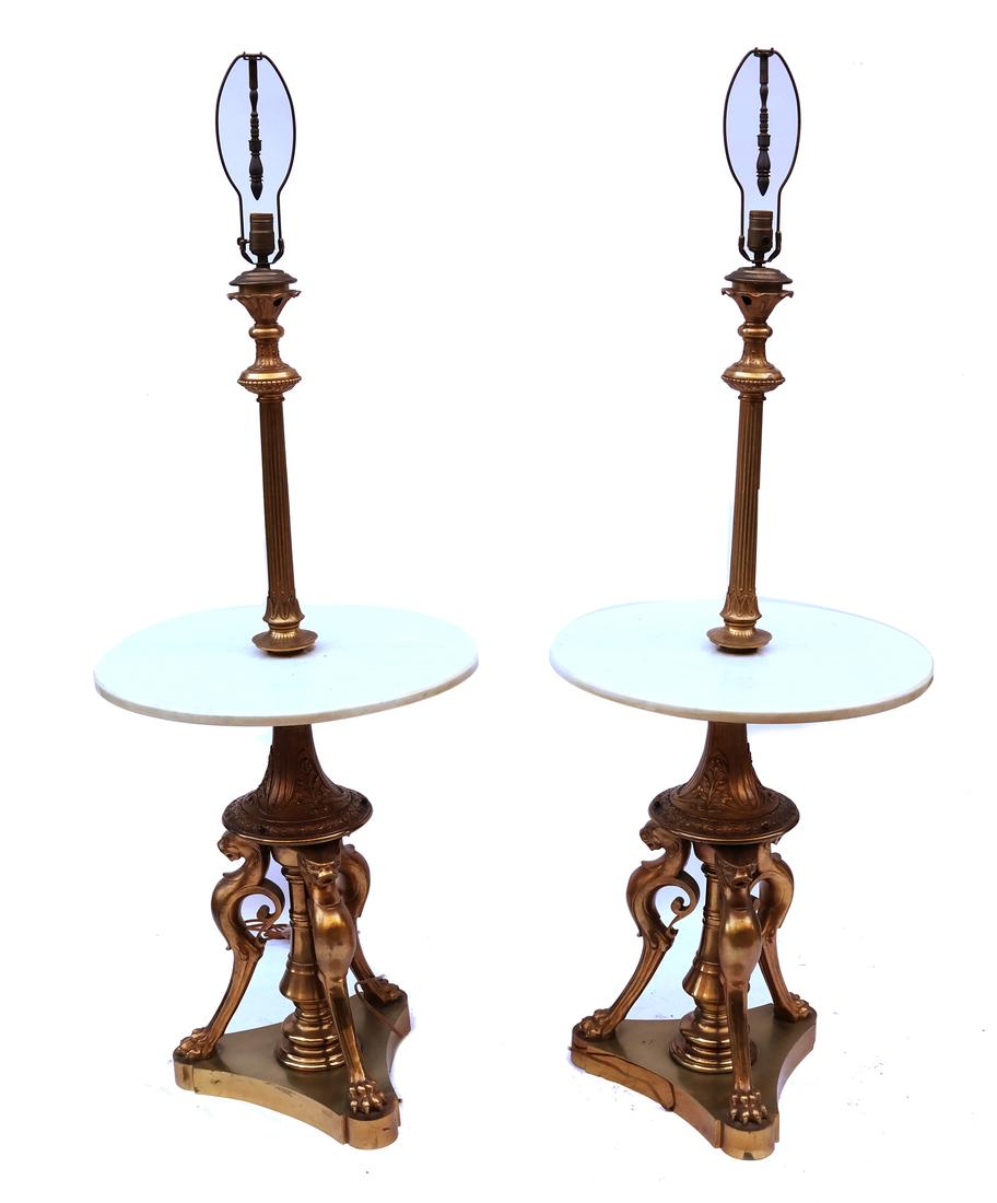 Pair Of Bronze & Marble Lamp Tables (1 of 5)
