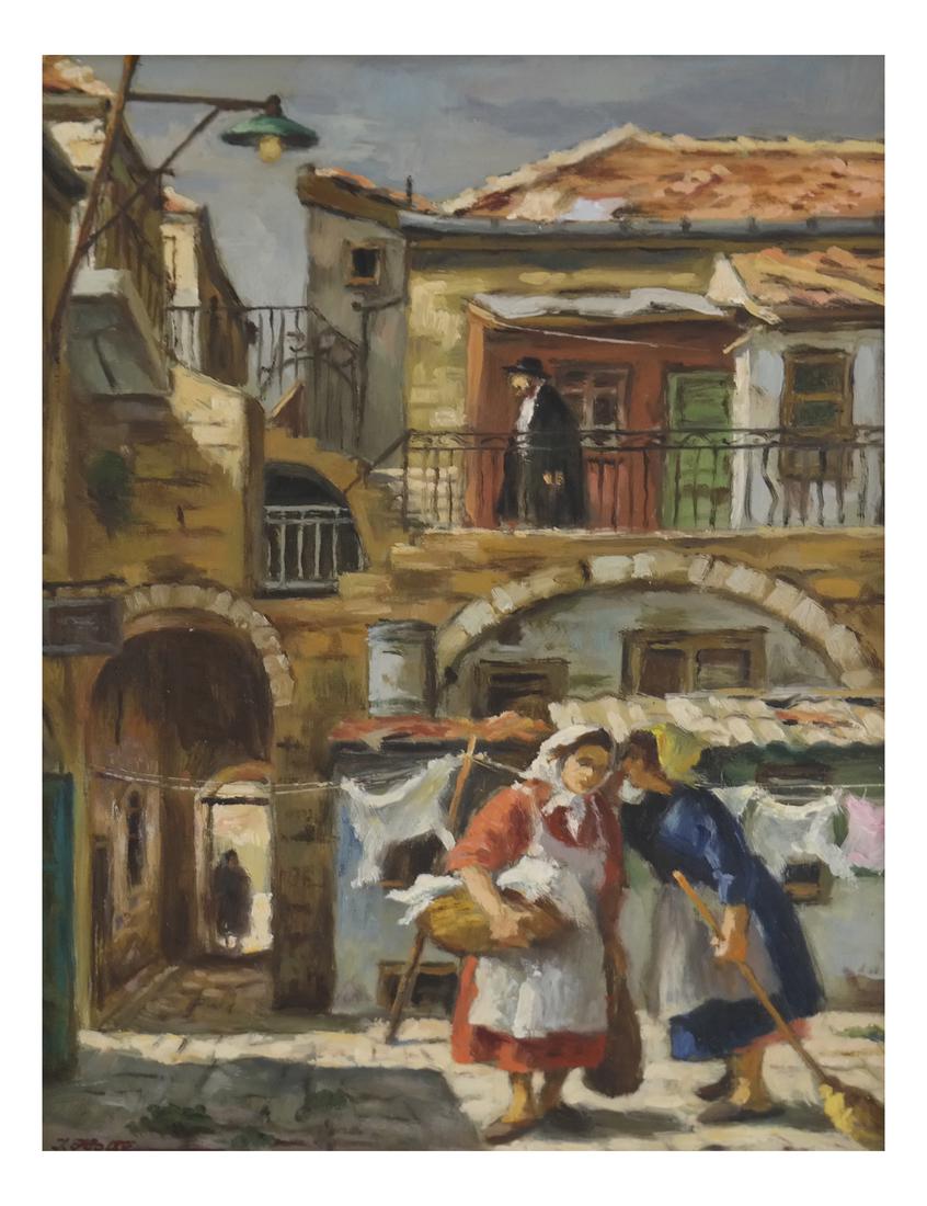 Isaac Holtz, "Gossip" - Oil on Board (1 of 7)