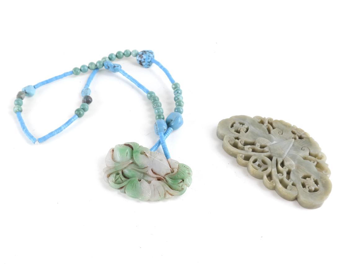 2 Chinese Carved Hardstone Jewelry Items (1 of 3)
