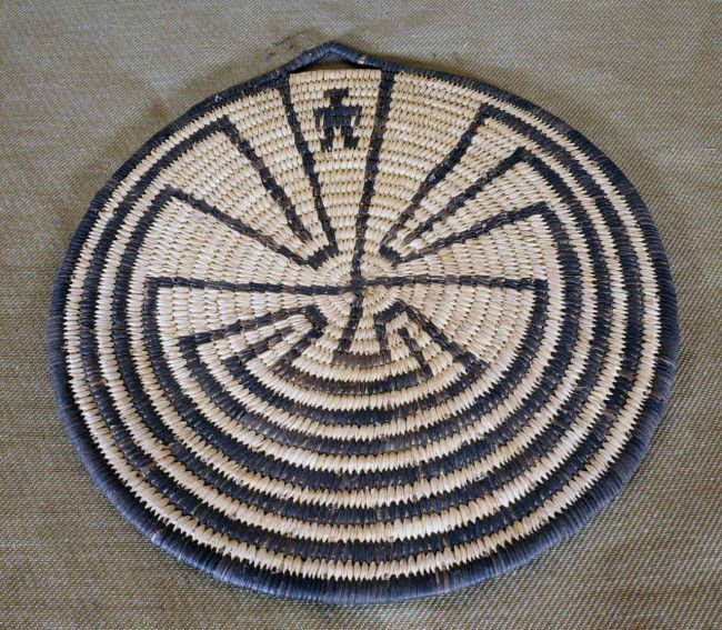 Papago "Man in the Maze" Flat Tray w/ Handle. 12: Papago "Man in the Maze" Flat Tray w/ Handle. 12 1/2" Diam.