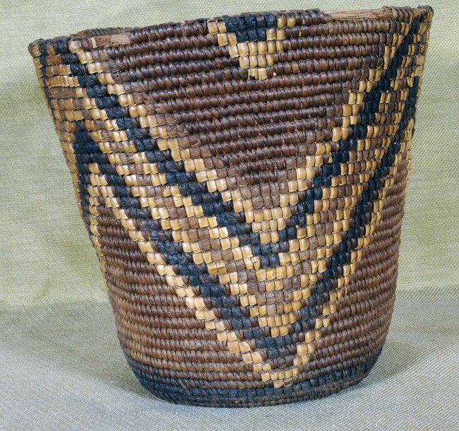 Thompson River Indian Basket. 9 1/4" H x 9 1/2" D: Thompson River Indian Basket. 9 1/4" H x 9 1/2" Diam.