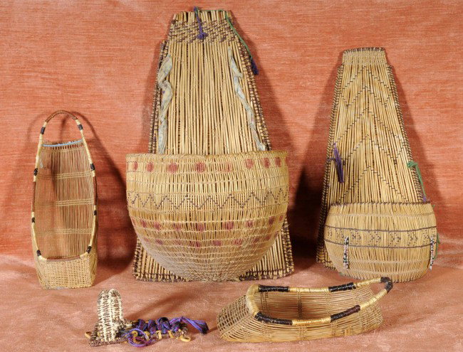 5 Amer. Indian Cradle Boards. 2 Larger ones are f: 5 Amer. Indian Cradle Boards. 2 Larger ones are from North Fork, CA.