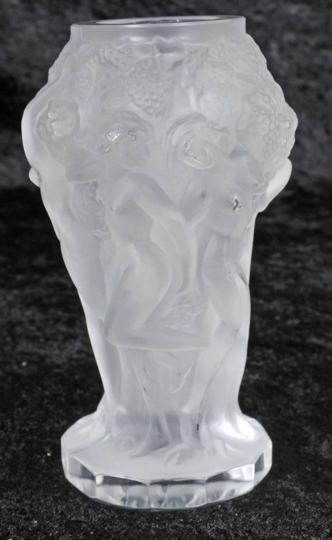 304 Small Frosted Lalique Bud Vase Six Nude Women Fig Sep 21