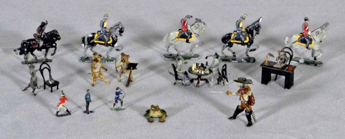 14 PC MINIATURE AUSTRIAN BRONZE & LEAD SOLDIERS GO: 14 PC MINIATURE AUSTRIAN BRONZE & LEAD SOLDIERS. TALLEST IS 2 1/2" H. TK