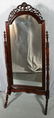 56: CARVED MAHOGANY CHEVAL MIRROR WITH CARVED OPEN WORK