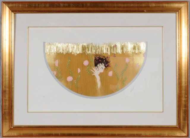 ERTE SERIGRAPH LIMITED EDITION ENTITLED "HARVEST".: ERTE SERIGRAPH LIMITED EDITION ENTITLED "HARVEST". GILT FRAME UNDER GLASS. GOOD. 25" H X 37" W.