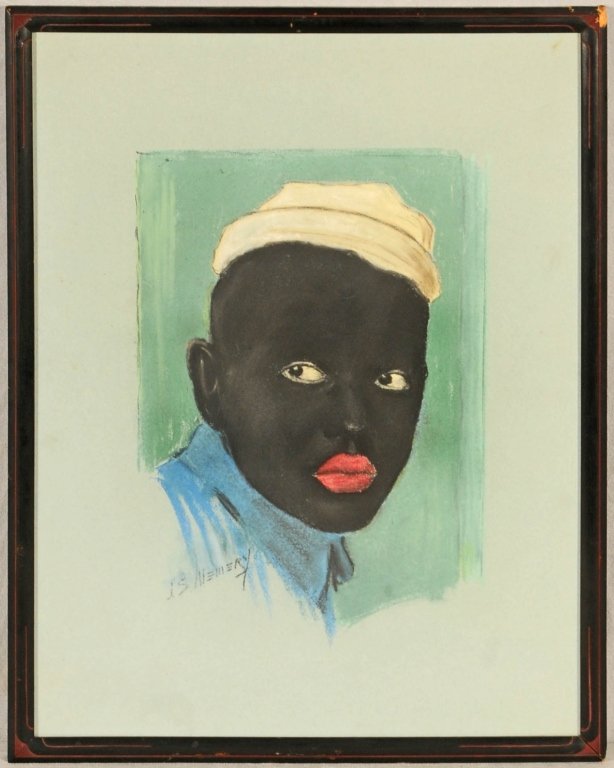 PASTEL DRAWING OF CHARLES SELLERS (VAUDVILLE STAR) IN : PASTEL DRAWING OF CHARLES SELLERS (VAUDVILLE STAR) IN BLACK FACE MAKEUP. SIGNED J. S. MEMERY. GOOD. 20 1/4" H X 15 1/2" W.