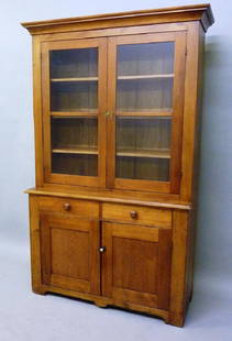 Circa 1860's Hand Made Butternut Cupboard built in: Circa 1860's Hand Made Butternut Cupboard built in Wisconsin or Minnesota by immigrant craftsman. Hand cut dovetails with mortise & tenon door constuction. Found in Red Wing MN. height 82" w 52" d