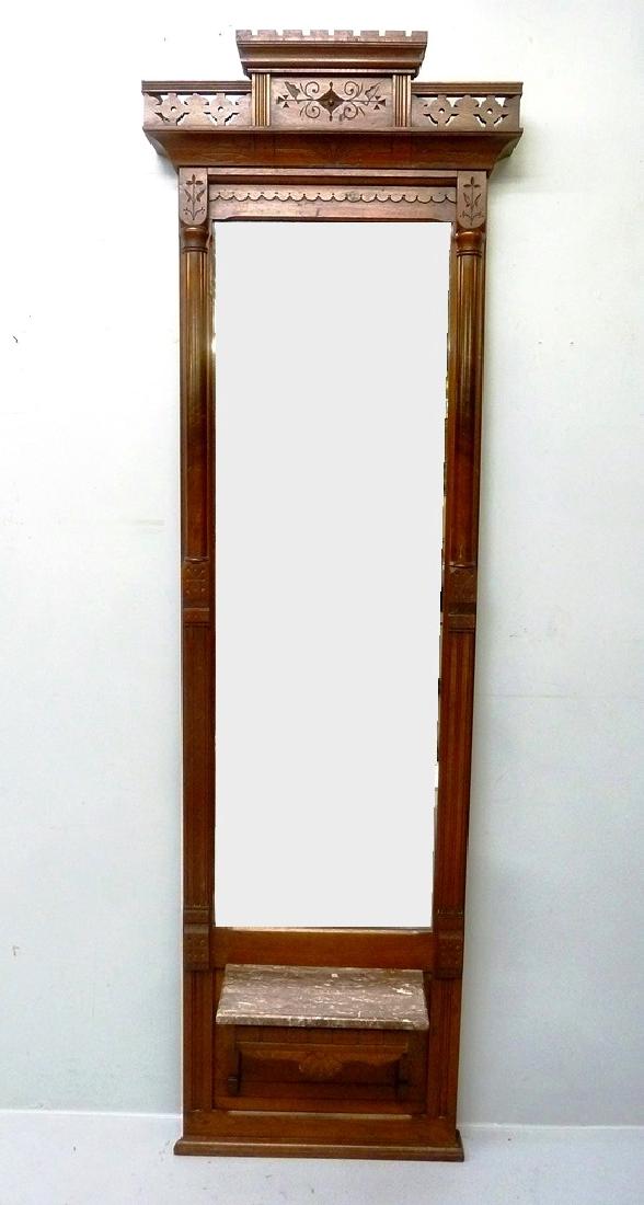 Circa 1880's Burl Walnut Spoon Carved Pier Mirror w/ (1 of 5)