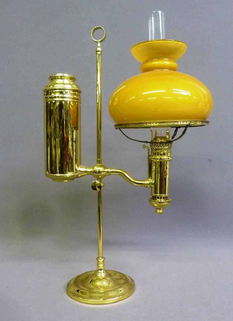 Circa 1870 Signed ( Juno Lamps) Polished Student Lamp - (1 of 4)