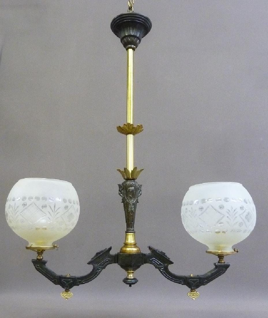 Circa 1870's Gas 2 Arm with Cameo Face & Old Man Face - (1 of 6)