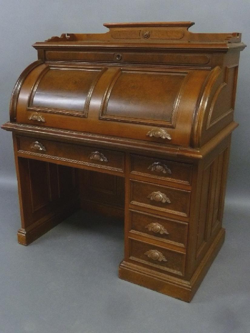 American Burl Walnut Circa 1870's Cylinder Rolltop (1 of 5)