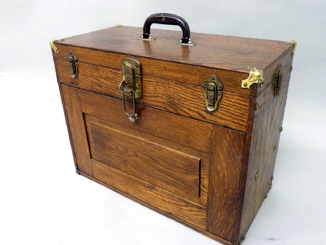 Circa 1920 Oak Machinist Chest with fitted drawer (1 of 6)