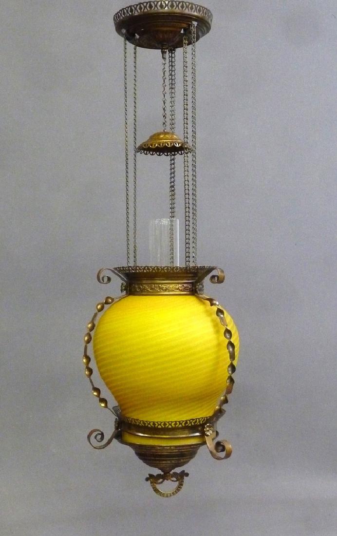 Circa 1880's Oil Hanging Ceiling Lamp with Rare Mother (1 of 6)