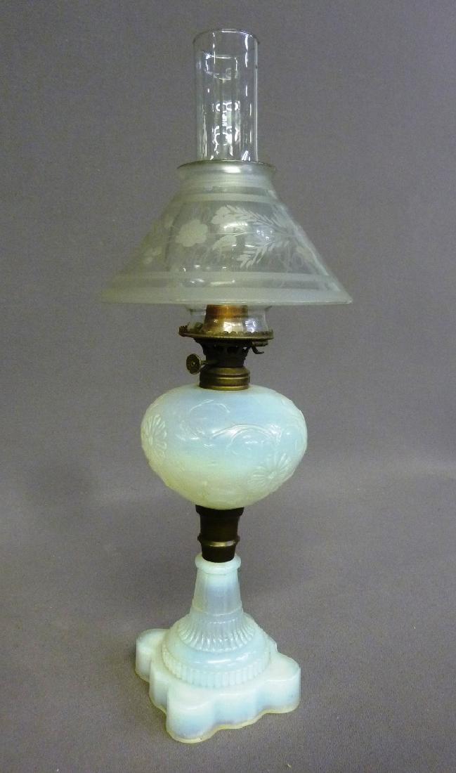 Mid 19th Century Opalescent Oil Lamp with 1870's Cut (1 of 4)