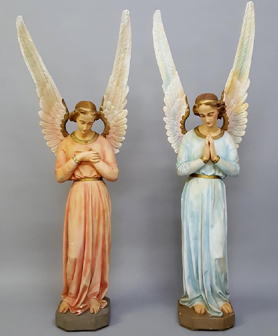 Circa 1890's Antique Angels with Wings (Plaster & wood)