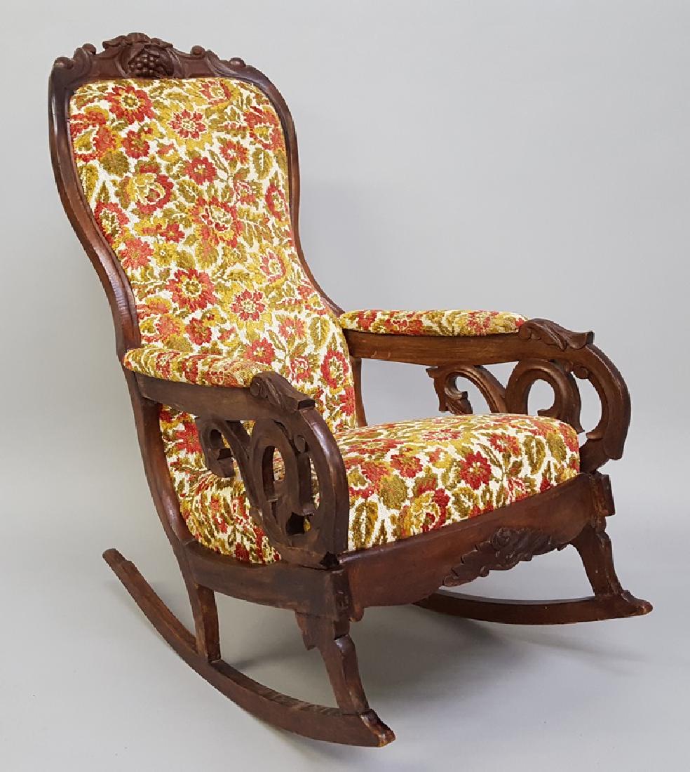 Circa 1860's Grape Carved Lincoln Style Rocker -: Circa 1860's Grape Carved Lincoln Style Rocker - American made 160 year old rocking chair. Found in Ellsworth WI estate.