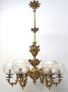 Circa 1860's Cornelius & Baker  6 Arm Gas Chandelier -