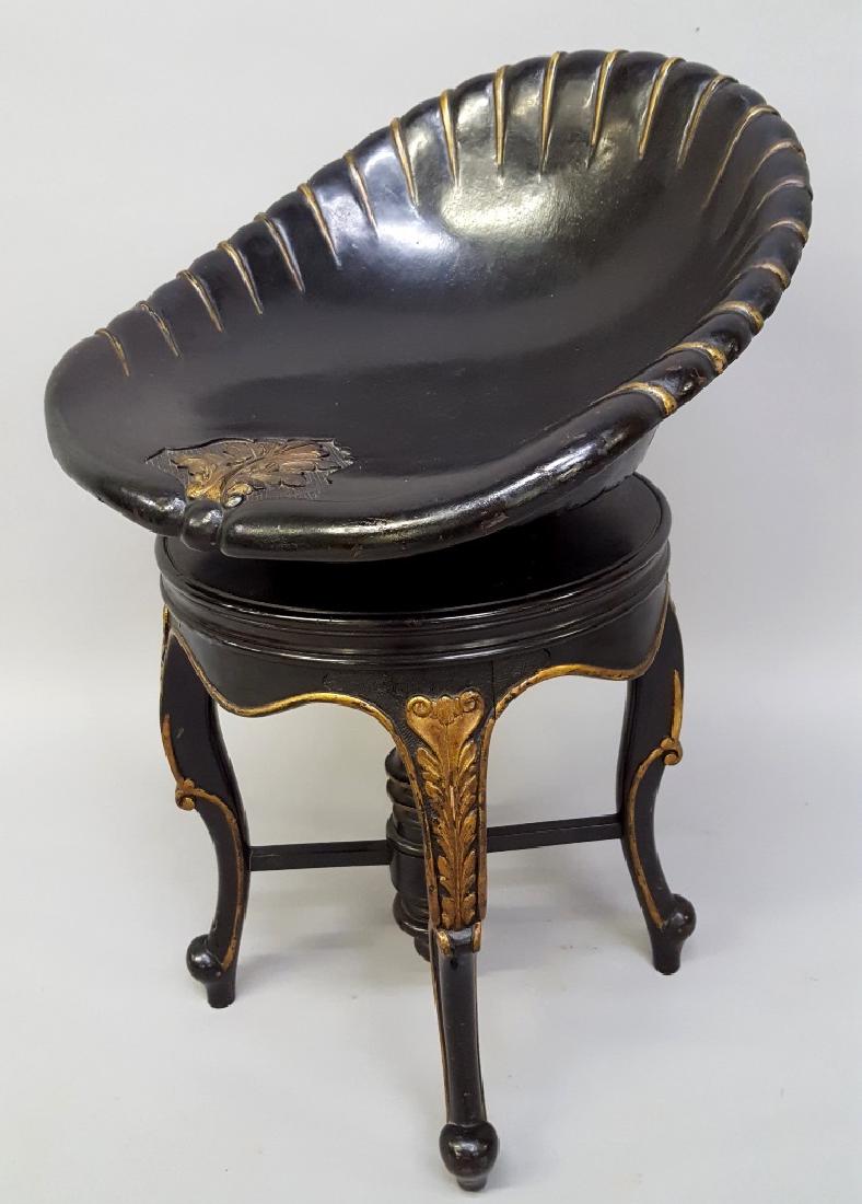 Unique Victorian adjustable Carved Piano Chair in the: Unique Victorian adjustable Carved Piano Chair in the form of a shell - hgt on photo 30" w 18" d 20". Sound condition. From Florida estate.