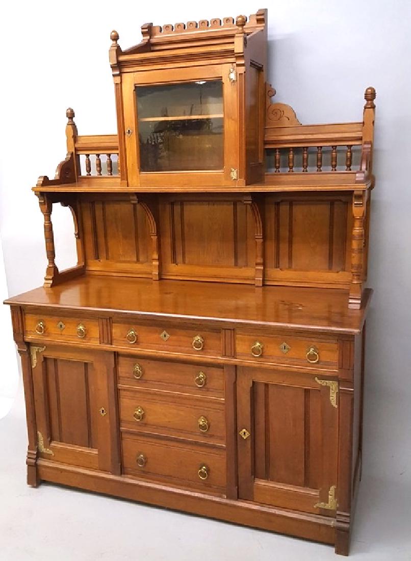 Circa 1880's Walnut American Eastlake Sideboard h 82"