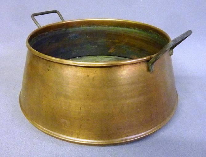 Solid Copper Pot With Iron Handles Dia. 17" Hgt 8.5".