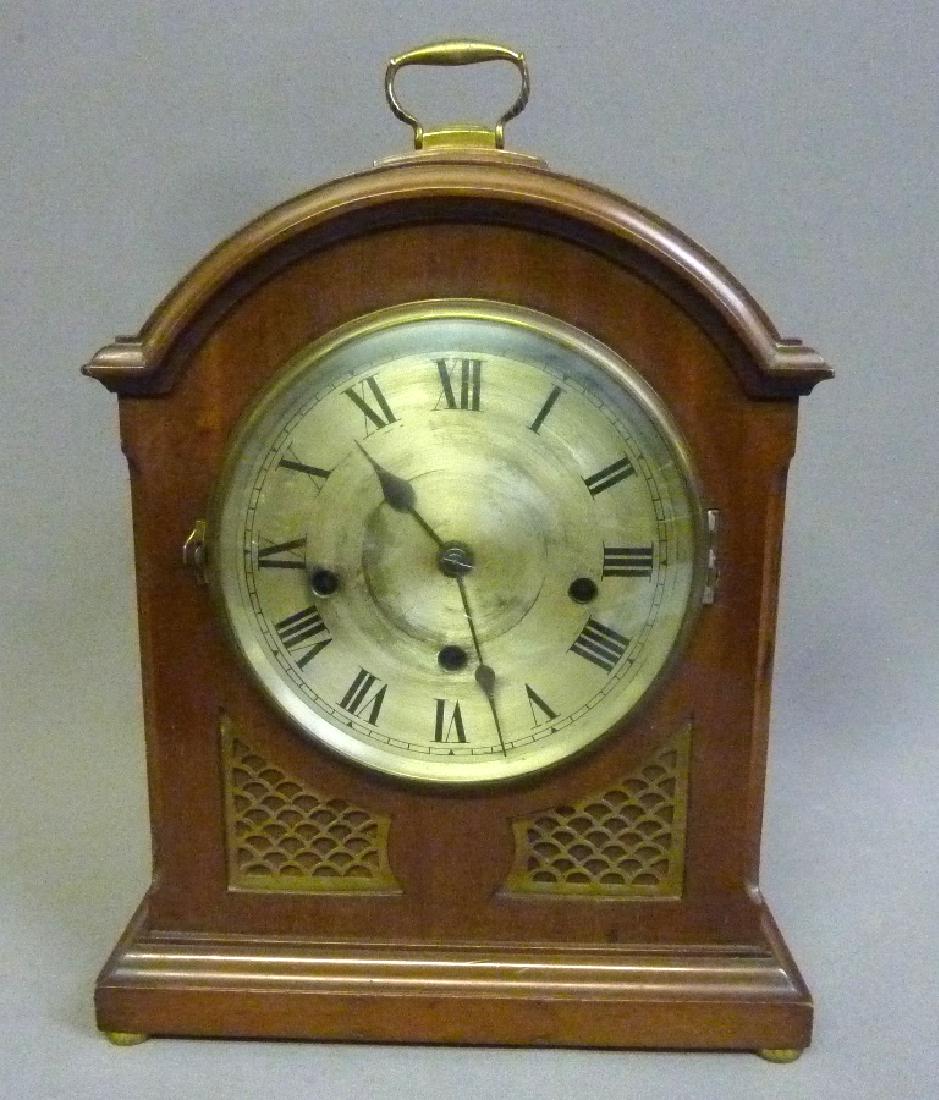 Late19th/Early 20th Century English Bracket Clock -: Late19th/Early 20th Century English Bracket Clock - has superb 4 train movement with exceptional gone chime system - h 17" w 12" d 7". Good original condition with pendulum & key.