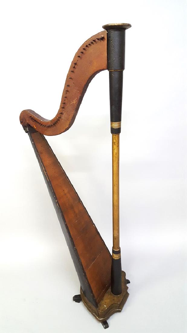 Hand Made 19th Century Wooden Paint decorated Harp -: Hand Made 19th Century Wooden Paint decorated Harp - height 51" w 27" d 15". Found in Galesville WI estate.
