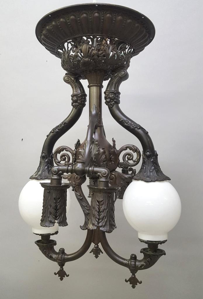 Fantastic dated 1901Pullman Car Bronze Light Fixture -: Fantastic dated 1901Pullman Car Bronze Light Fixture - (marked Pat. Dec, 31 1901) Gas & Electric - hgt 28" width 18". Very good condition. Found in St Paul MN home.