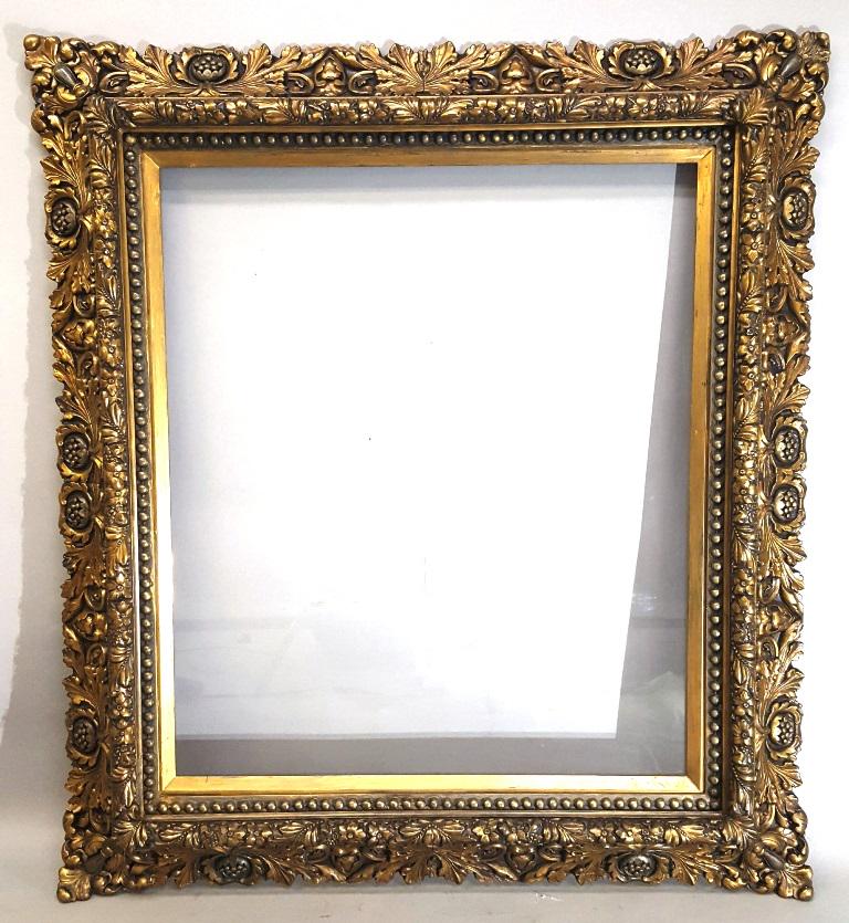 Fantastic Large Original Gilt Circa 1880's Ornate Frame: Fantastic Large Original Gilt Circa 1880's Ornate Frame h 49" x w 44" - inside 30.25" x 35.25". superb condition - Signed on the back . W Curtis Taylor & Co. - found in house in Rochester Mn.