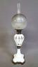 Circa 1850 White Cut to Clear Oil Lamp with Old Etch