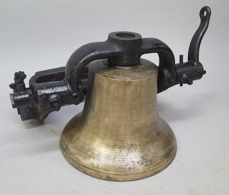 Solid cast brass Pennsylvania locomotive Bell - Just: Solid cast brass Pennsylvania locomotive Bell - Just the bell is dia. 17" hgt 12". The entire cast iron plus the brass bell is . W 28" hgt overall is 25". Weight is 226 lbs. Found in St Paul home.