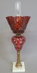 Circa 1850 Cranberry Cut to Clear Oil Lamp w/Cranberry