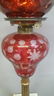 Circa 1850 Cranberry Cut to Clear Oil Lamp w/Cranberry - 3