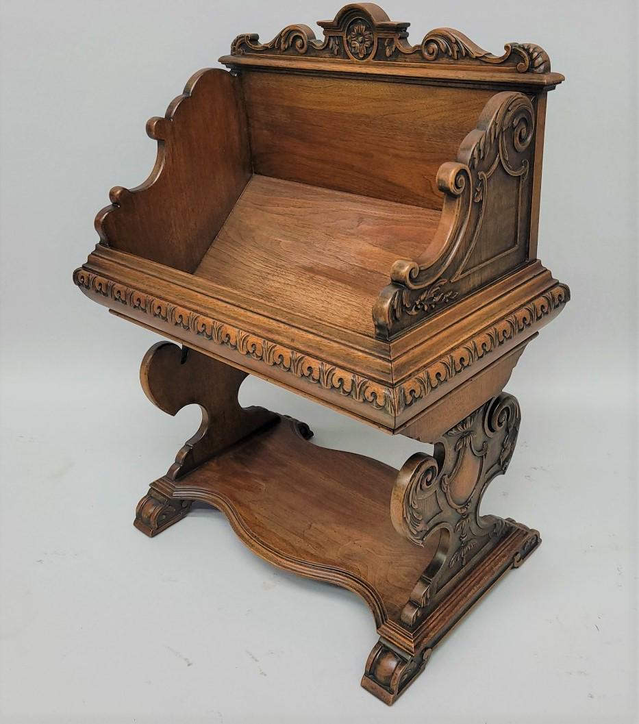 Circa 1920's Carved Walnut High Quality Book Storage Piece. Unusual form with superb hand carving. (1 of 4)