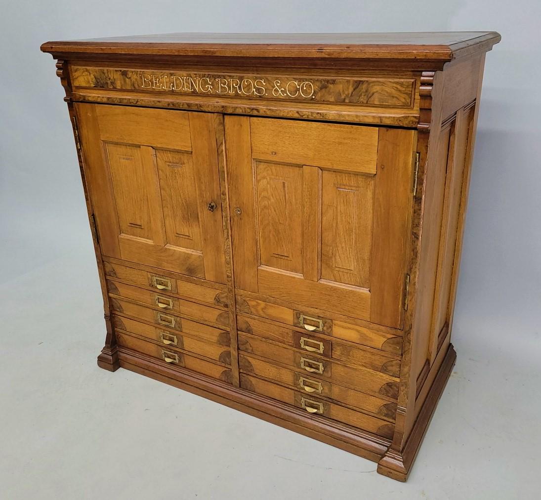 Circa 1880's Signed Belding Brothers Co. 24 Drawer Spool Cabinet - hgt 35" w 37" d 18.5". Unusual (1 of 6)