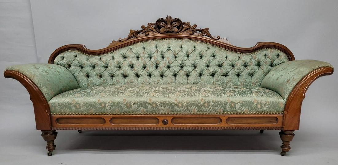 Circa 1860's Walnut Rococo American Loveseat with pierce carved cresting - wood in great condition. (1 of 4)