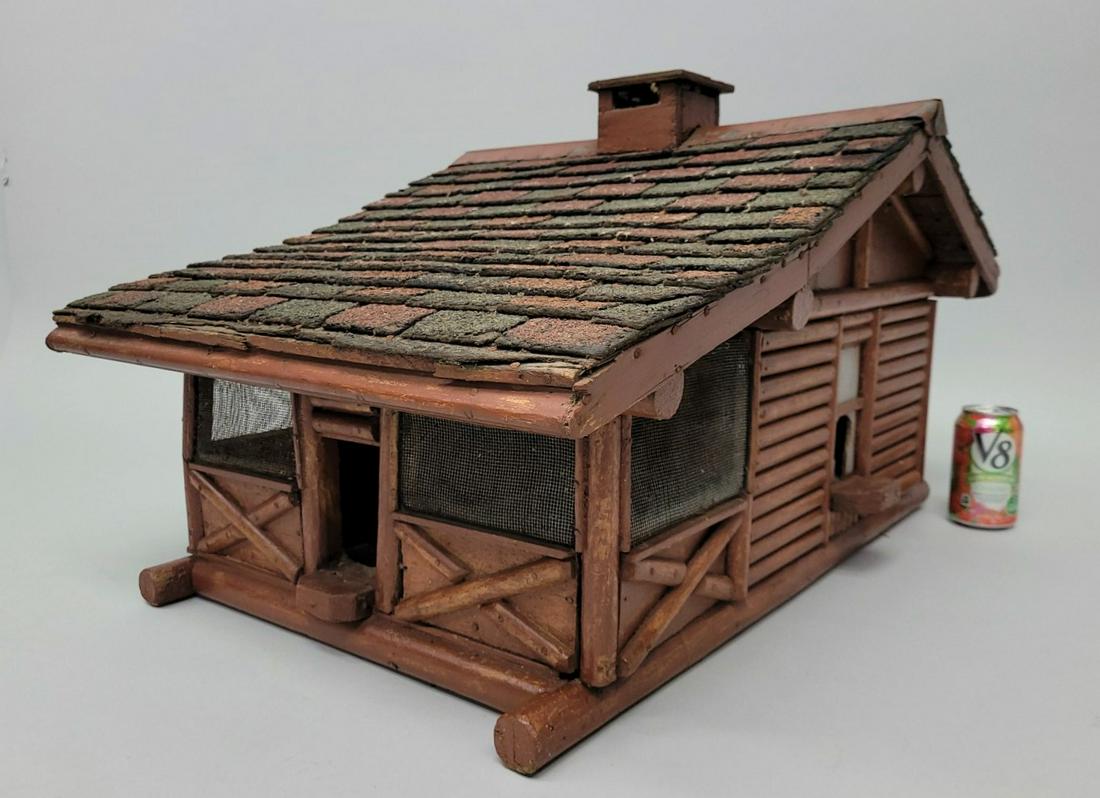 Early 20th Century Folk Art Log Cabin Bird House - All hand made with real shingles - w 27" d 20" (1 of 6)