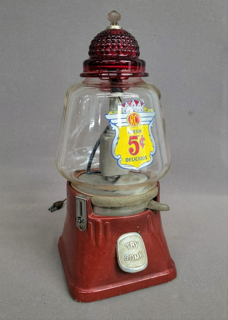 Silver King 5 Cent Hot Nut Peanut Vending Machine -circa 1940's- hgt 17" dia. 7" - Good working (1 of 4)