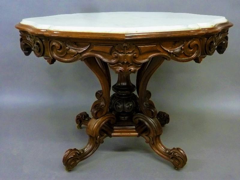Circa 1850's Thomas Brooks Brooklyn New York, Solid Rosewood High Style Parlor Table with Original (1 of 8)