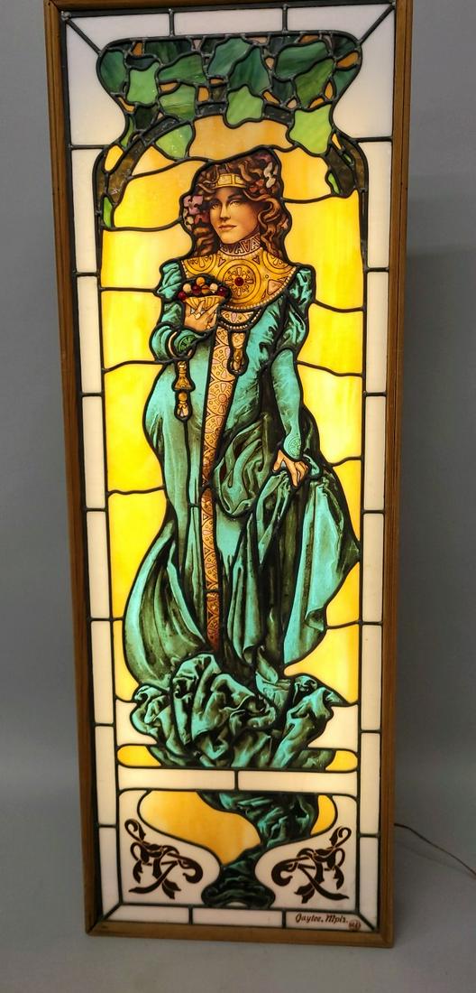 Fantastic Leaded Window of Woman made into Shadow Box for display purposes. Signed Gaytee Studios (1 of 4)