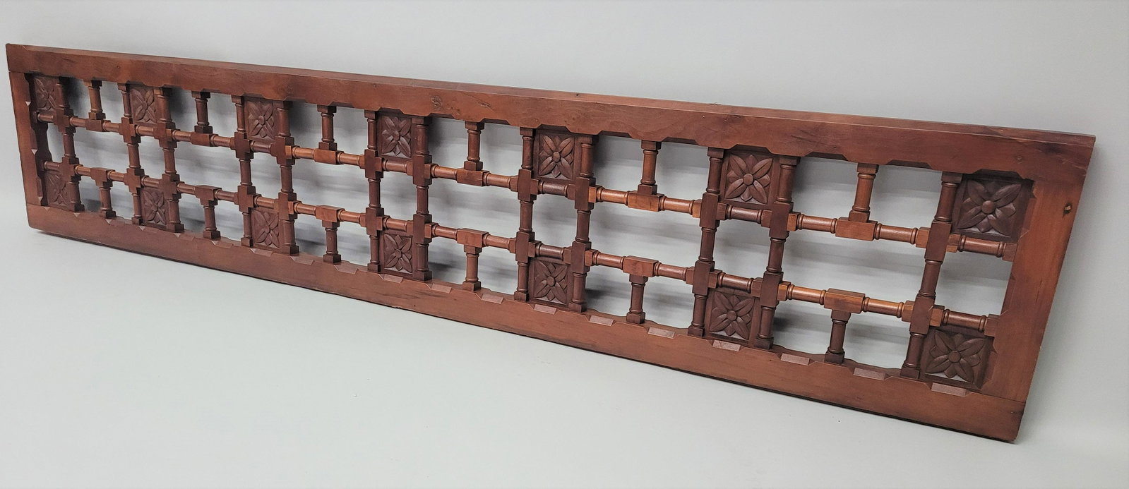 Circa 1880's Unusual Cherry Fretwork for doorway or ceiling opening. Carving the same on both: Circa 1880's Unusual Cherry Fretwork for doorway or ceiling opening. Carving the same on both sides. Found in Summit Ave of St Paul MN.. Very good quality. Refinished condition. Length 84" hgt. 16 1/4