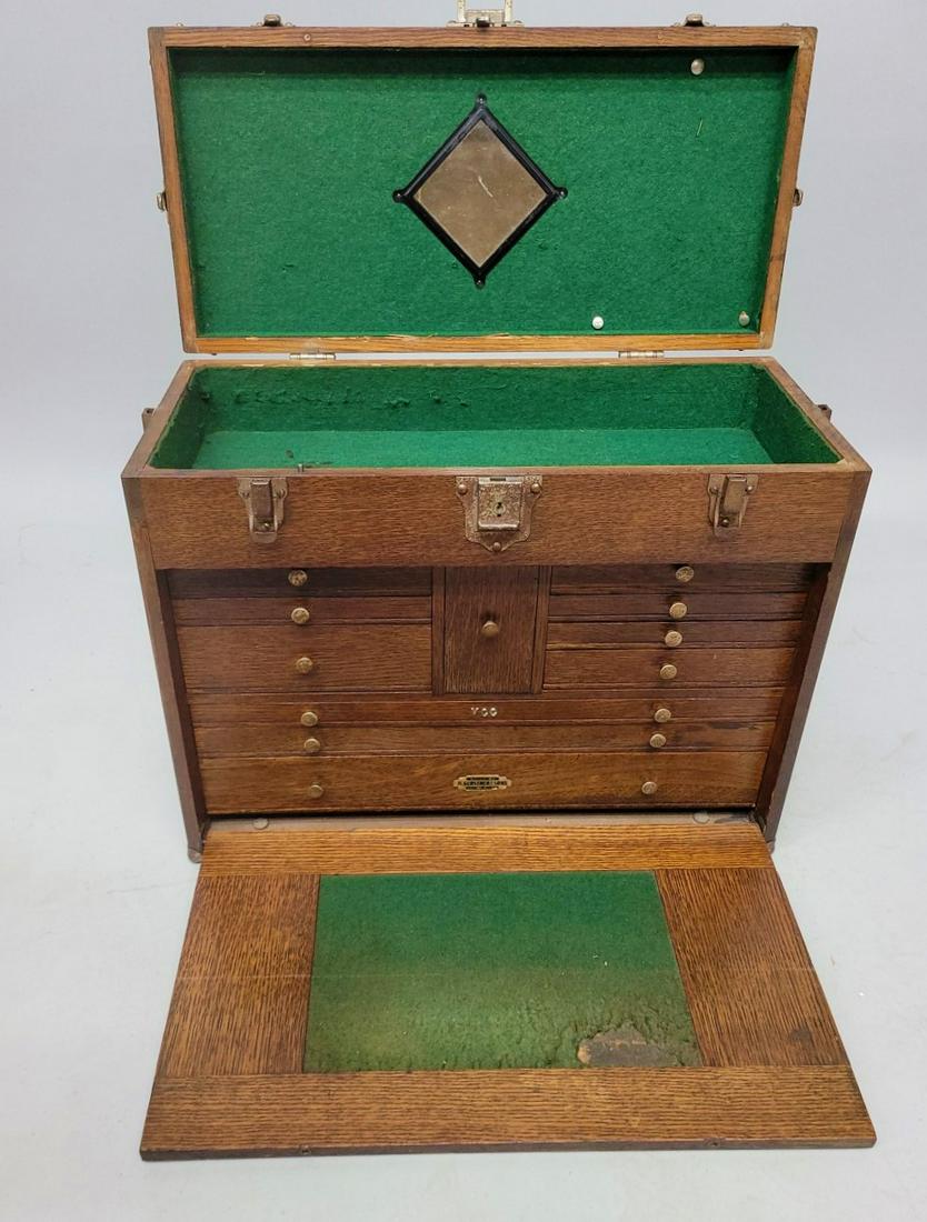 Circa 1940's 1/4 Cut Oak Machinist Chest signed (Built by Gerstner & Sons,  Dayton Ohio) w 20" hgt (1 of 6)